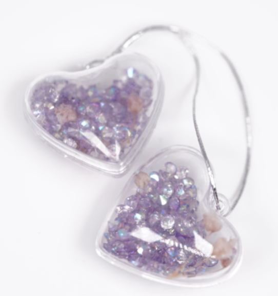 Clear Purple Floral Heart
