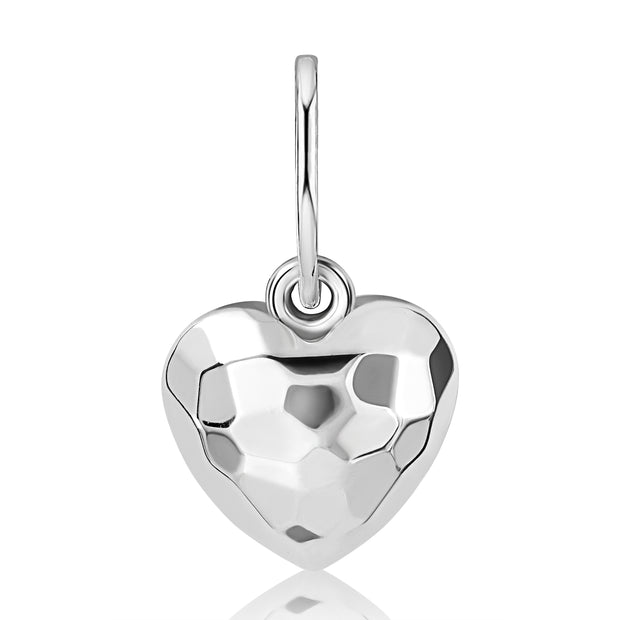 Silver Hammered Metal Heart